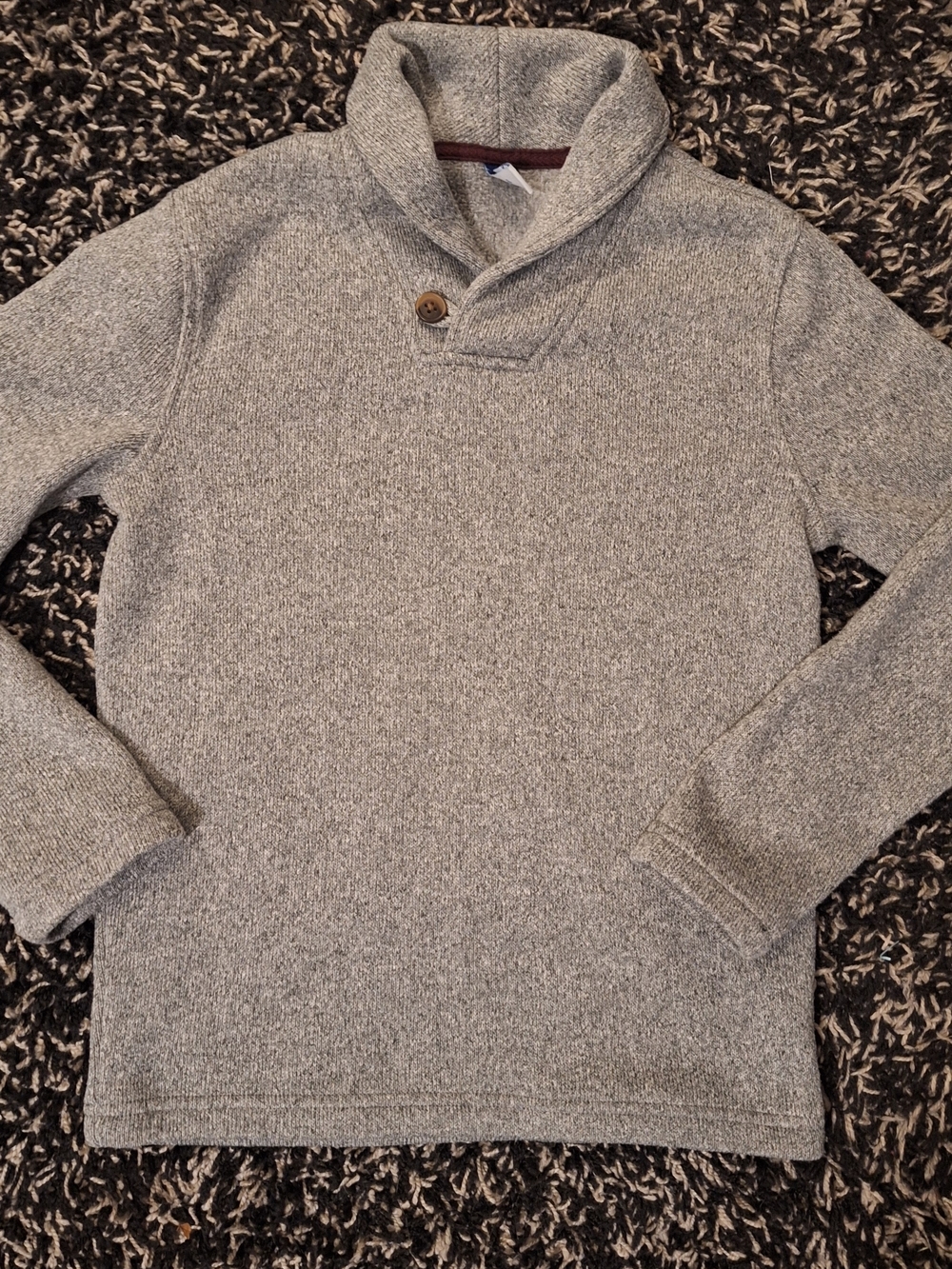 Boys Shawl Collar Knit Sweater - Gray